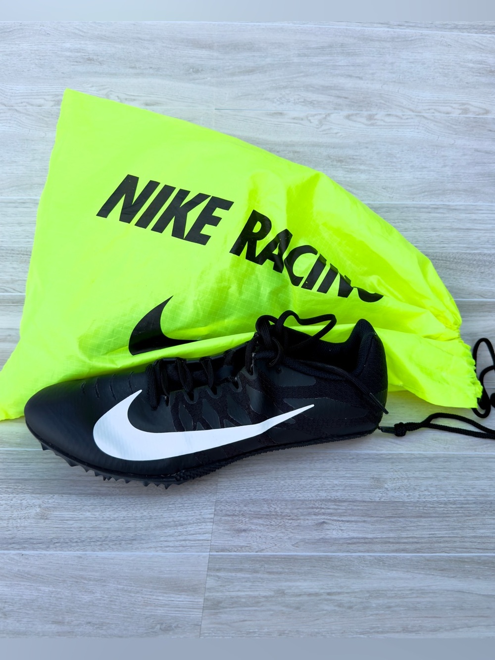 Nike Zoom Rival S Track Spikes Men’s 9.5 Black White Sprint Shoes w/ Bag